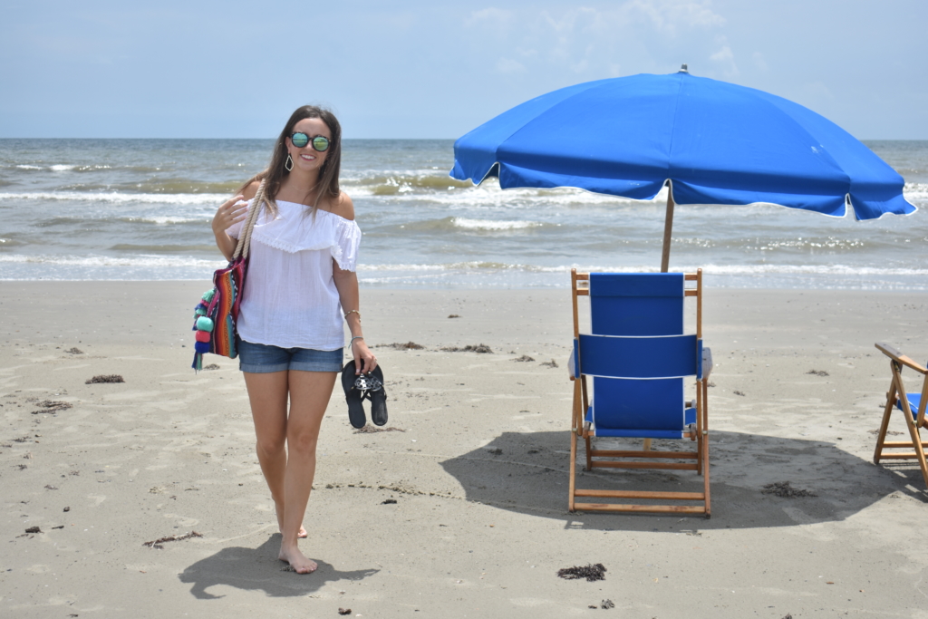 Galveston beach blue beach chairs