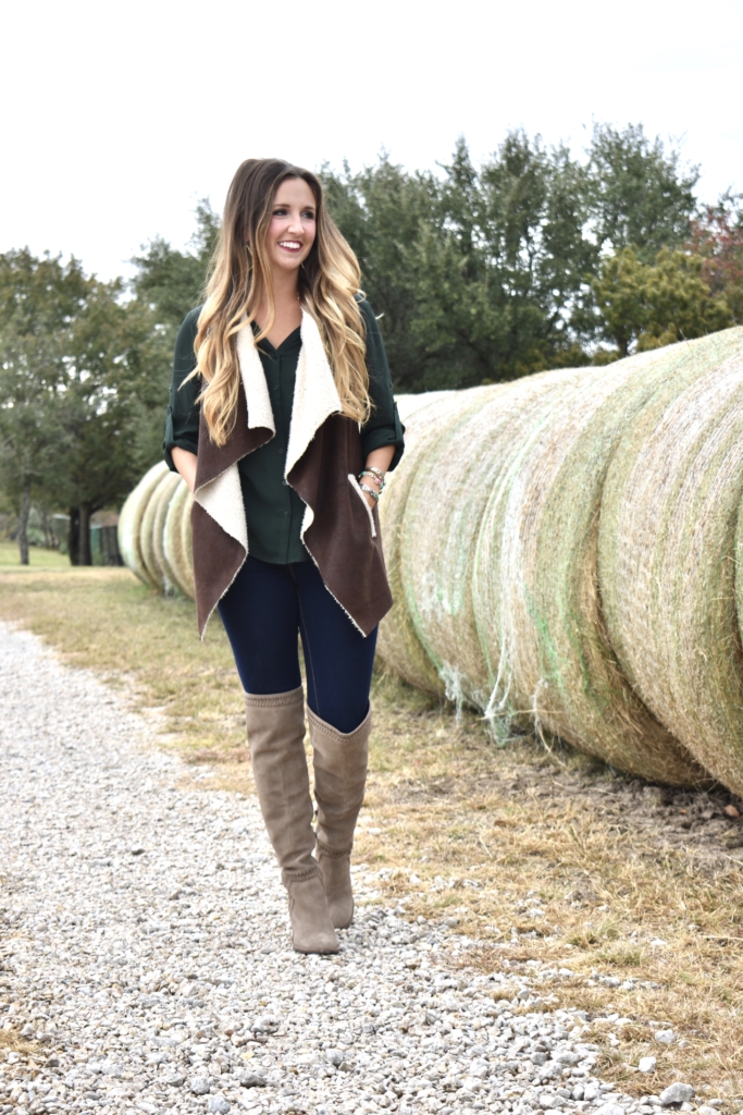 Sherpa lined vest with over the knee boots
