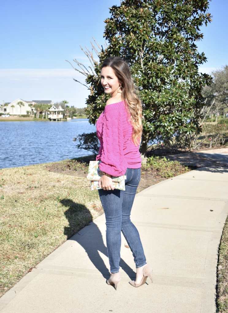 Pink Chenille sweater Cait and Co Blog