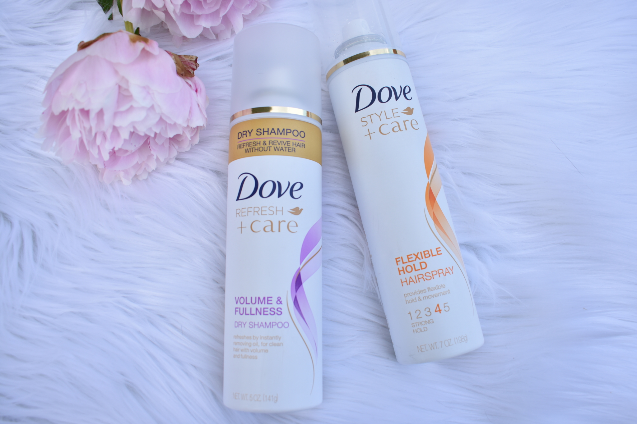 dove dry shampoo and hairspray