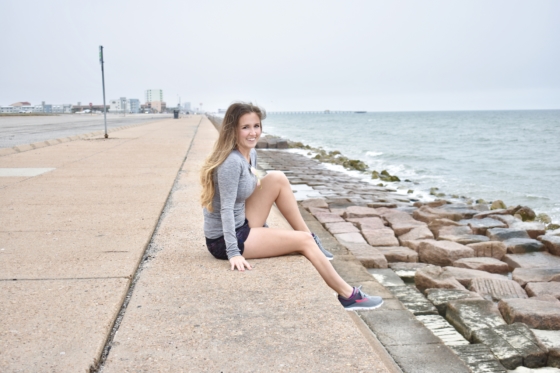 Grey Lululemon long sleeve and floral running shorts